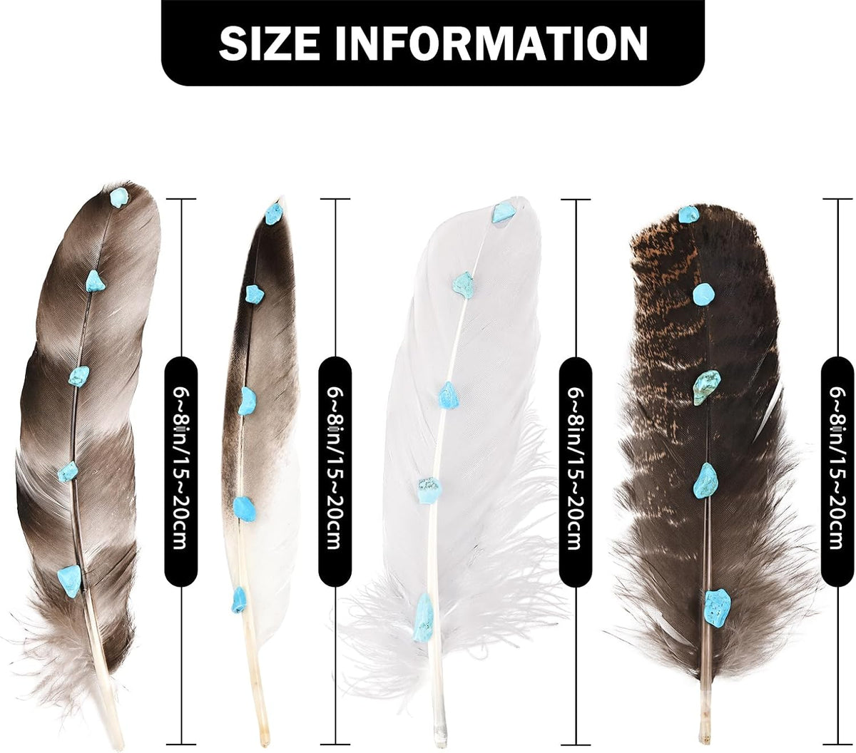 4PCS Hat Feathers Handmade Turquoise Studded Natural Feathers for DIY Craft Fedora Cowboy Oktoberfest Trilby Hats Holiday Party Accessories Decorations