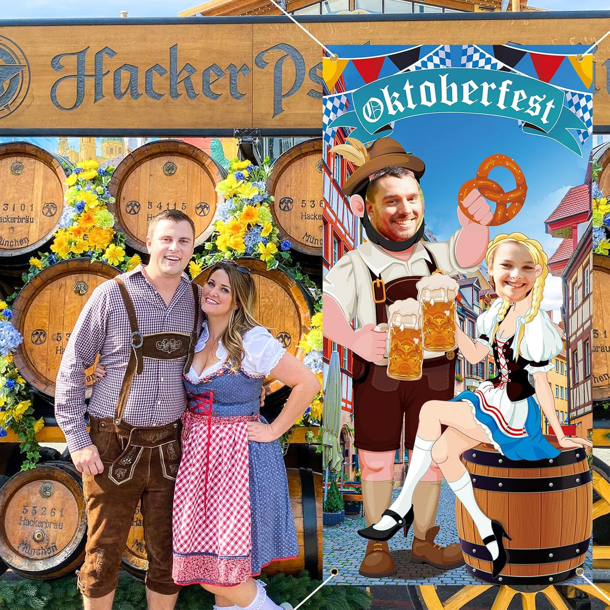 Oktoberfest Decorations Party Photo Prop Backdrop Banner Large Photo Door Banner for Octoberfest German Themed Party Decorations Couple Photo Booth Background Women 6 X 3 Ft