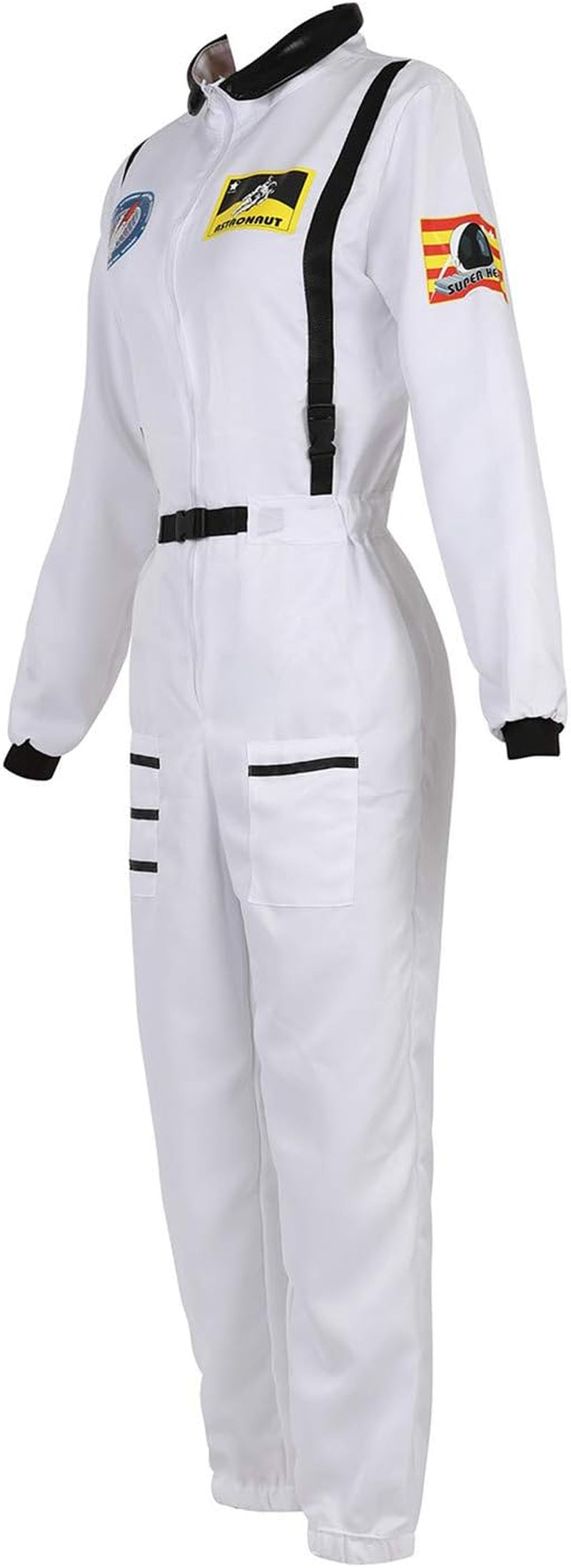 Women’S Astronaut Costume Jumpsuit, Adult Space Costume for Halloween Cosplay Theme Party Dress Up, XS-3XL