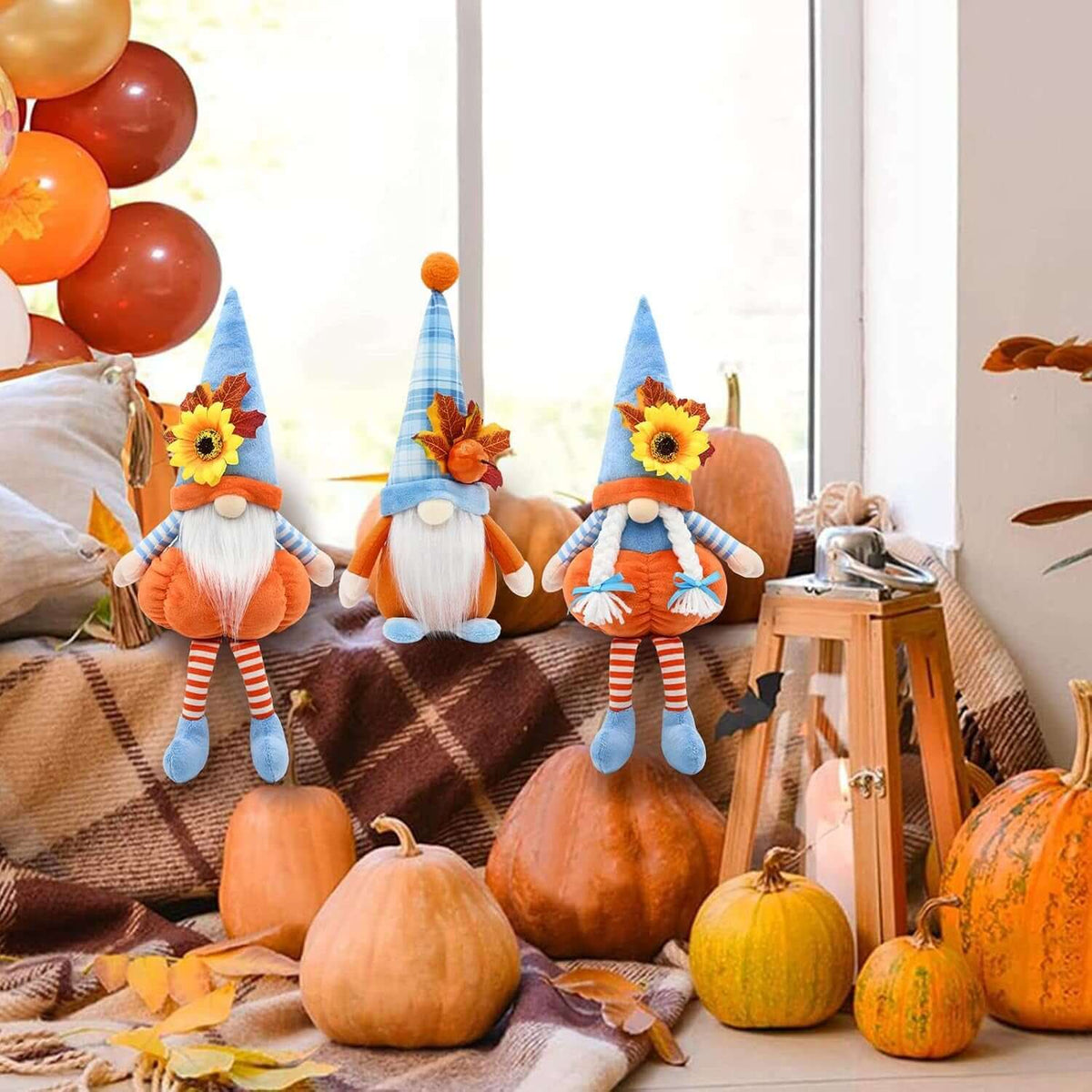 Fall Gnomes Decor,3 Packs Fall Pumpkin Gnomes Decorations for Home |  Fall Decoratiosn Fall Thanksgiving Table Centerpieces Decor Harvest Sunflower Pumpkin Decorations (H16.5Inch)