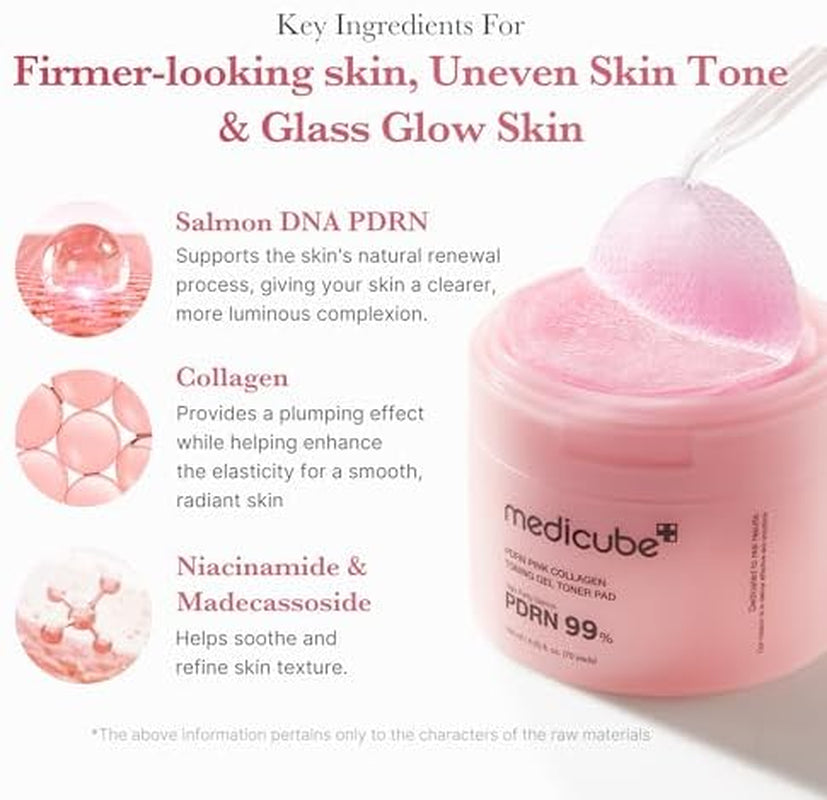 PDRN Soothing Care Duo: Salmon DNA Pink Collagen Jelly Pad and PDRN Jelly to Foam Cleanser | Gentle but Powerful Cleanser and Toner Pad for Radiant, Balanced Skin