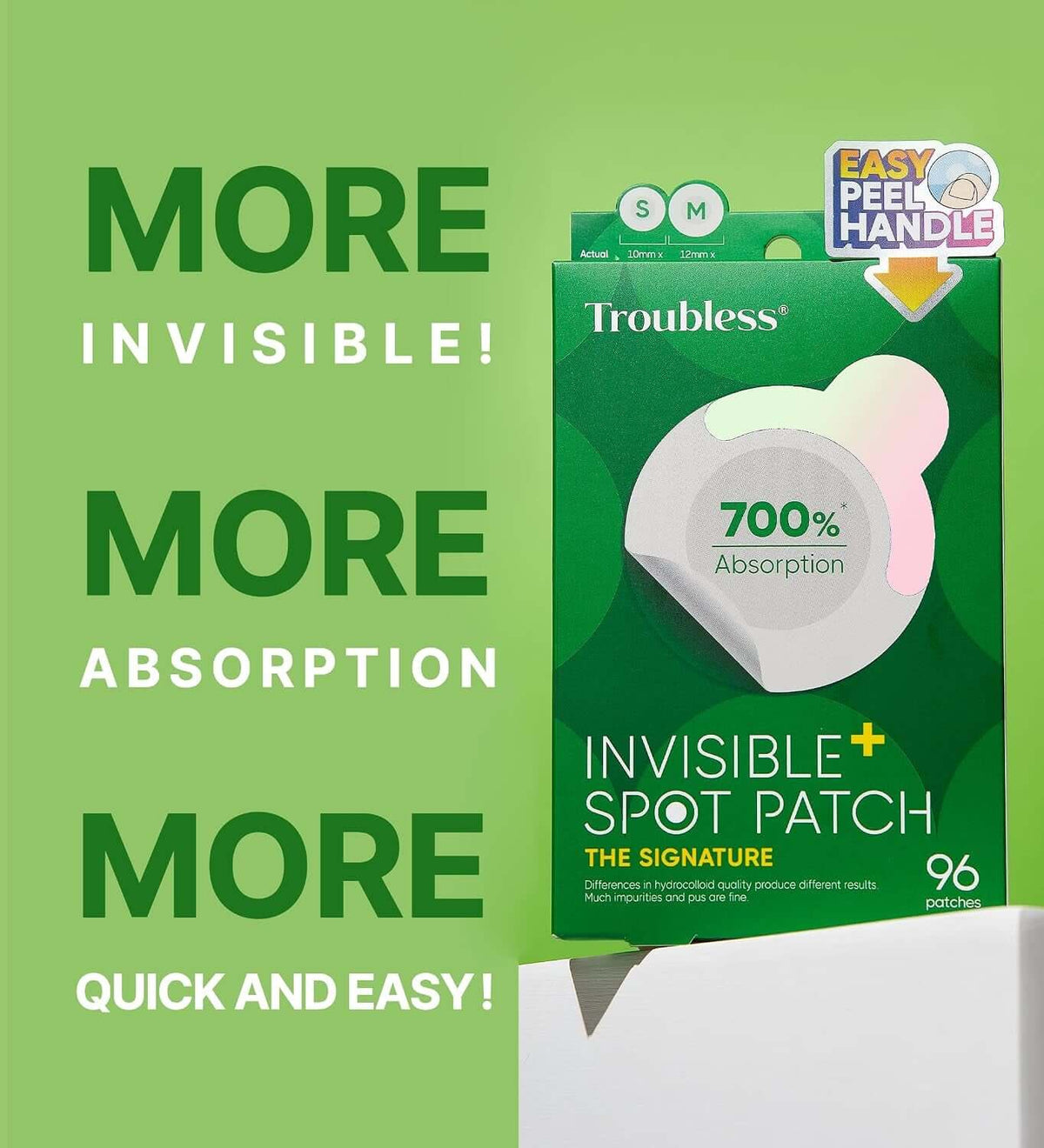 Invisible Pimple Spot Patch - 96 Ultra Thin Acne Patches - Easy Peel - 2 Sizes