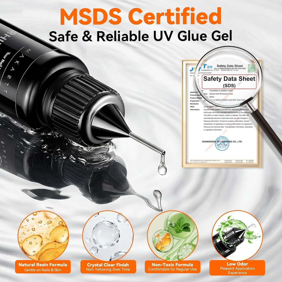 2Pcs Rhinestone Glue, Strong Hold 3D Gel Nail Art Nail Gem Glue | UV Cured Nail Glue for Nail Charms and Gems Jewelry Diamond for DIY Manicured at Home Beauty Gifts for Women