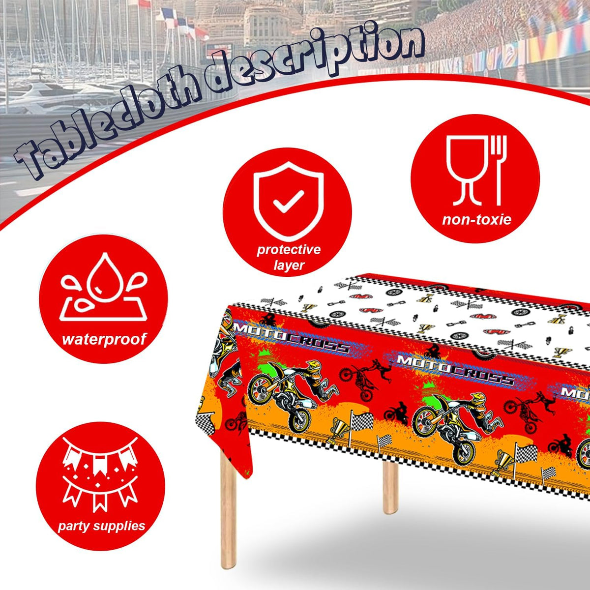 41Pcs Dirt Bike Party Supplies ,Include 20 Plates, 20 Napkin and 1Pcs Tablecloth,Used for Motocross Dirt Bike Birthday Party Decoration (Orange Dirt Bike)