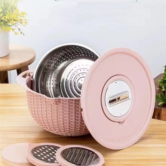 2-Tier Rotating Fruit & Vegetable Washing Basket – Removable Double-Layer Kitchen Draining Tray