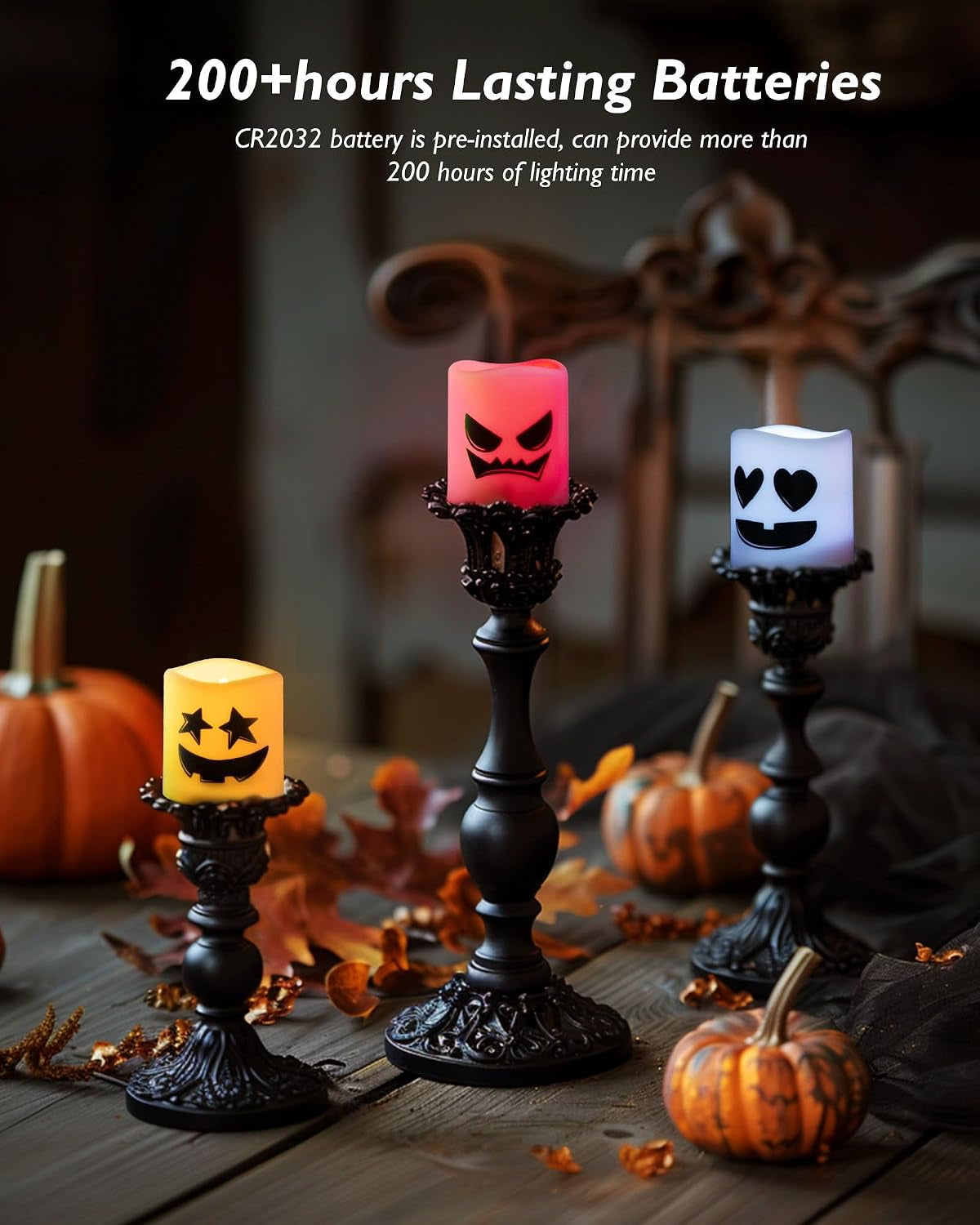 24Pack Color Changing Halloween Flameless Candles, 200+ Hours LED Votive Candles, Battery Operated Tea Lights for Pumpkin, Party, Christmas Decor (Batteries Included)