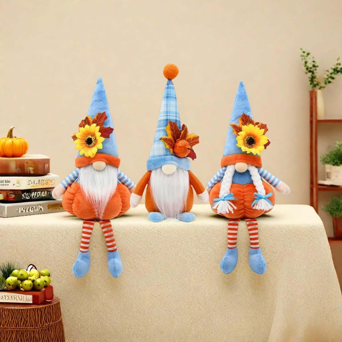 Fall Gnomes Decor,3 Packs Fall Pumpkin Gnomes Decorations for Home |  Fall Decoratiosn Fall Thanksgiving Table Centerpieces Decor Harvest Sunflower Pumpkin Decorations (H16.5Inch)