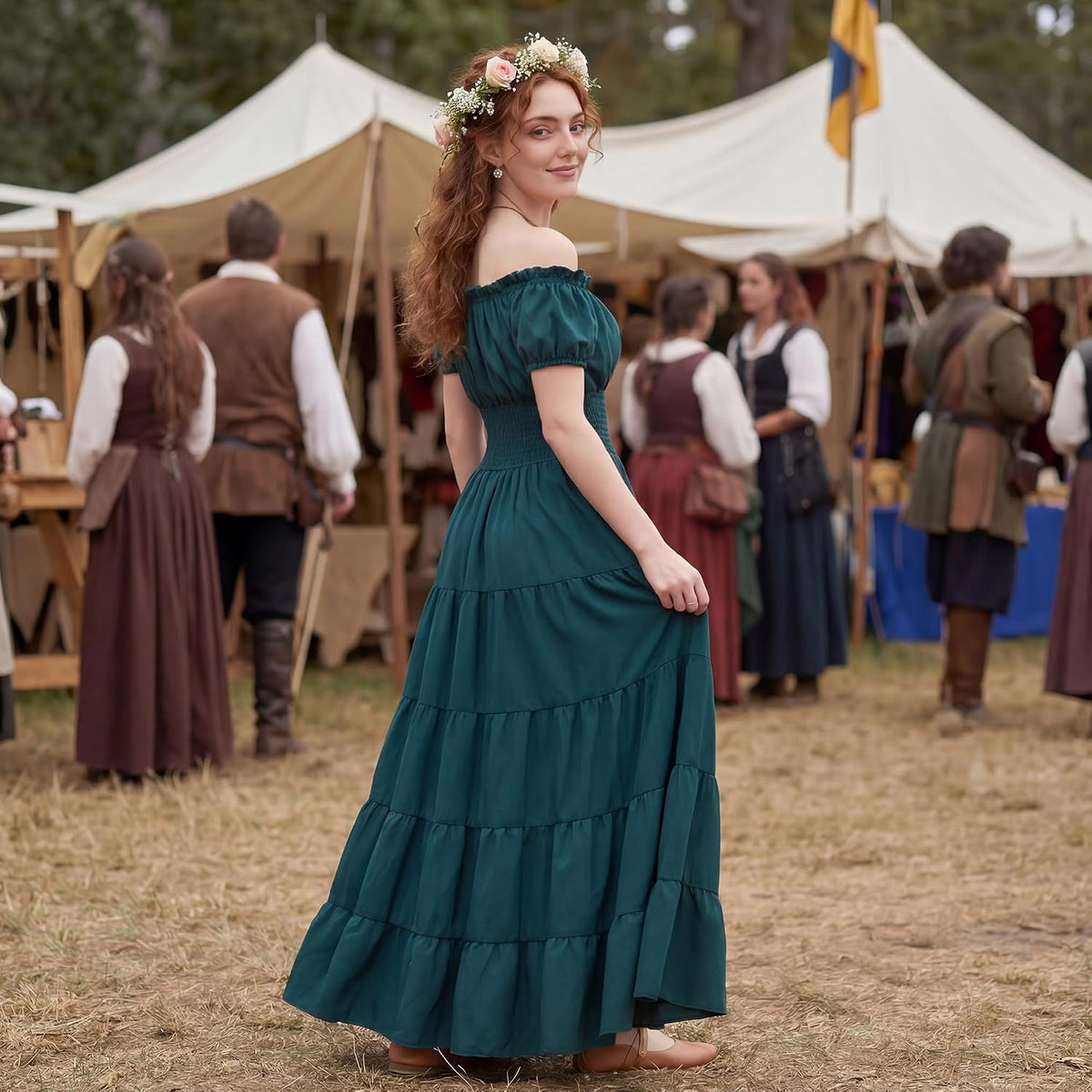 Renaissance Costume Women Dress: Medieval Costumes for Women Renaissance Dresses - Peasant Cottagecore Theme Party