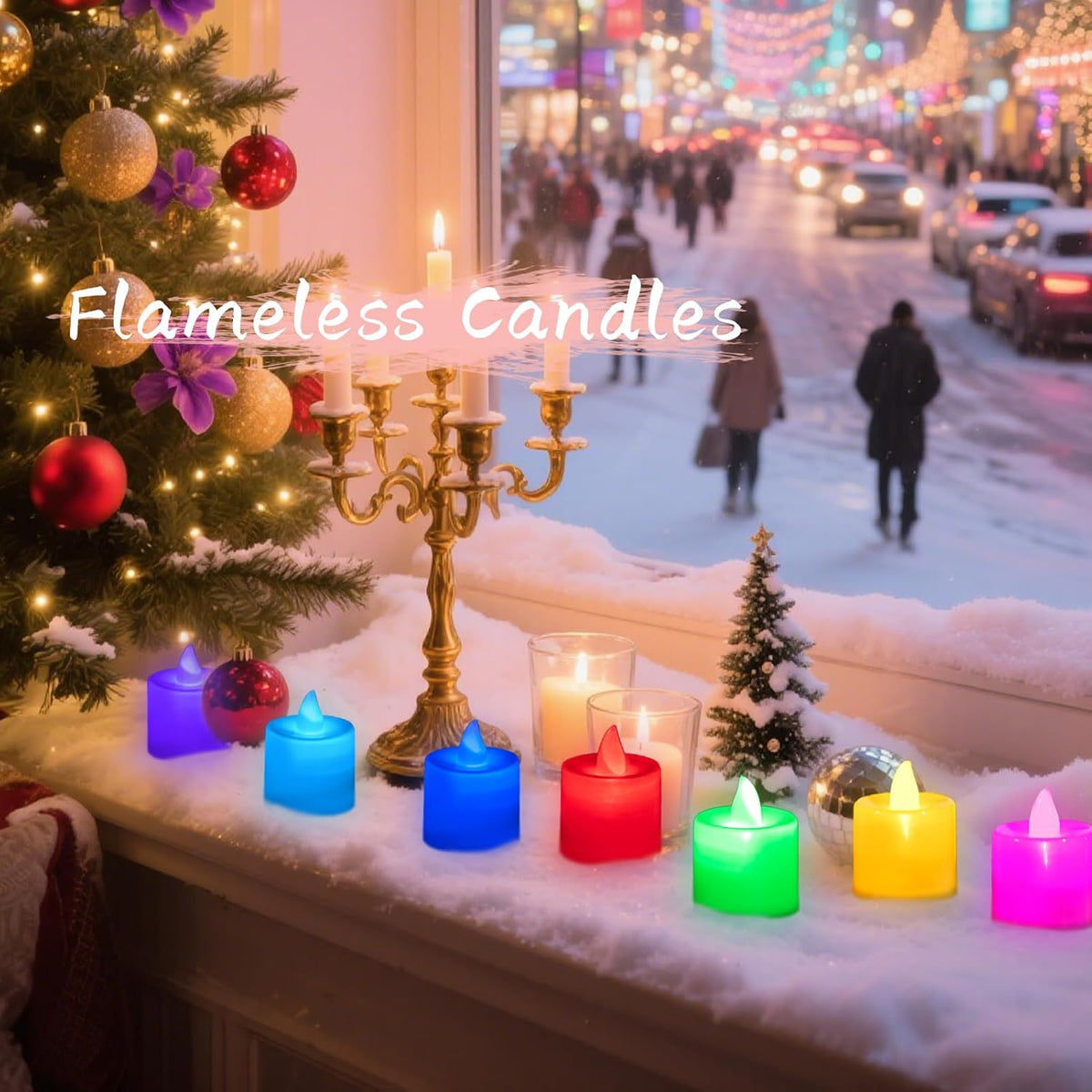 24 Pack Flameless Tealight Candles, 7 Color Changing Led Candles (7 Color Changing)