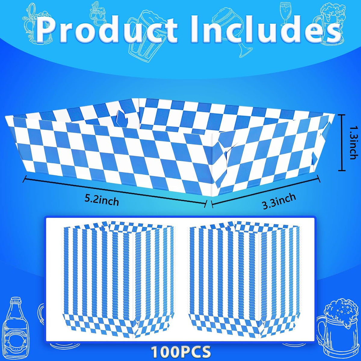 100Packs Oktoberfest Decorations Paper Food Trays | Disposable Serving Plates,German Octoberfest Theme,Party Table Supplies,Pretzel Snacks Serving,Party Favors,Bulk Pack