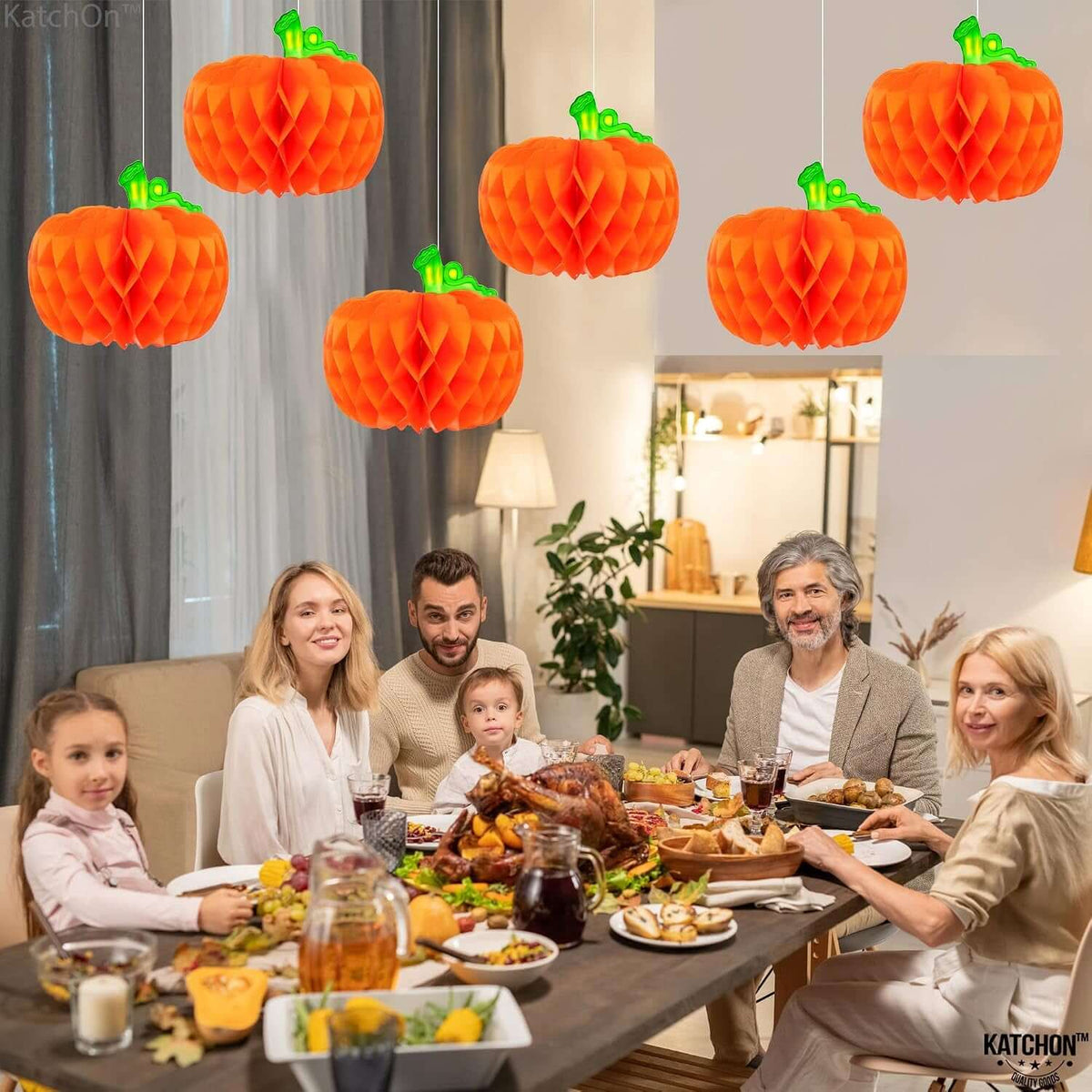 Pumpkin Table Centerpieces 10 Inch, Pack of 6 | Honeycomb Paper Pumpkins for Thanksgiving Decorations for Table, Paper Pumpkins Party Decorations
