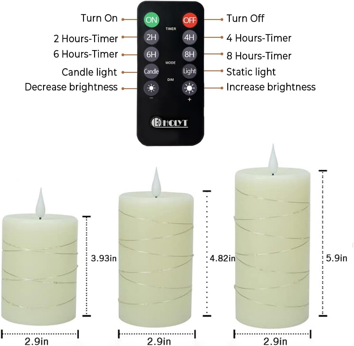 Rechargeable Flameless Candles, Embedded Star String Flickering Real Wax Flameless Candles for Romantic Ambiance and Festival Home Decoration with Remote & Timer
