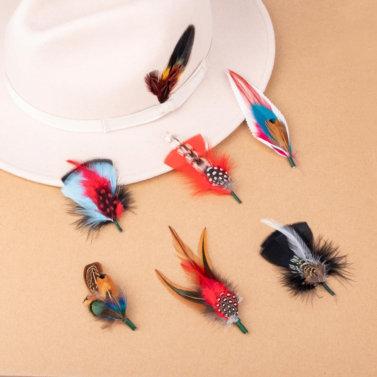 Hat Feathers, Assorted Natural Feather Packs Accessories for Fedora Cowboy Hats, Pork Pie Trilby Hats
