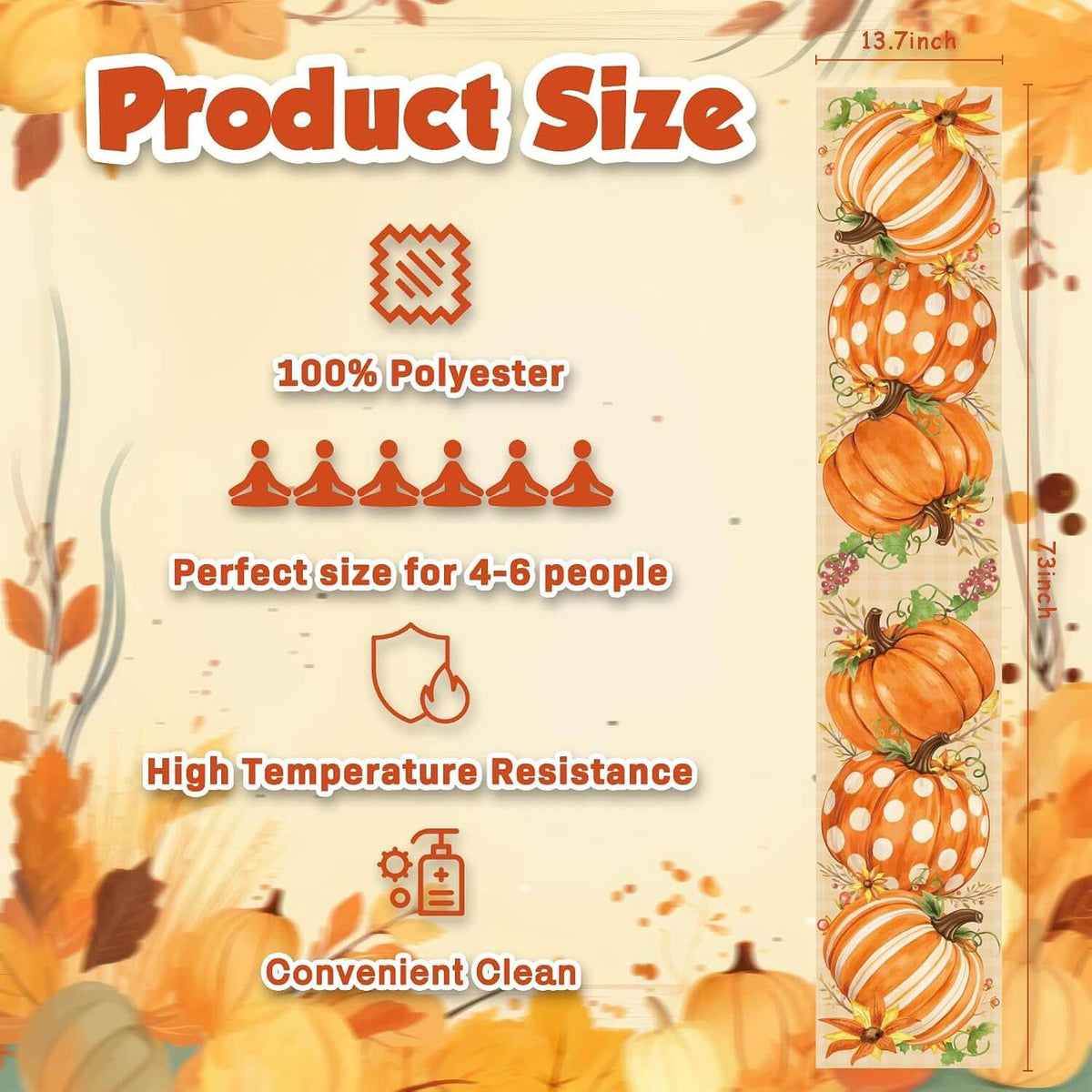 Thanksgiving Decorations - Pumpkin Table Runner - Friendsgiving Party Decorations for Home | Thanksgiving Table Decor Accessories for Indoor Outdoor Fall Party Supplies