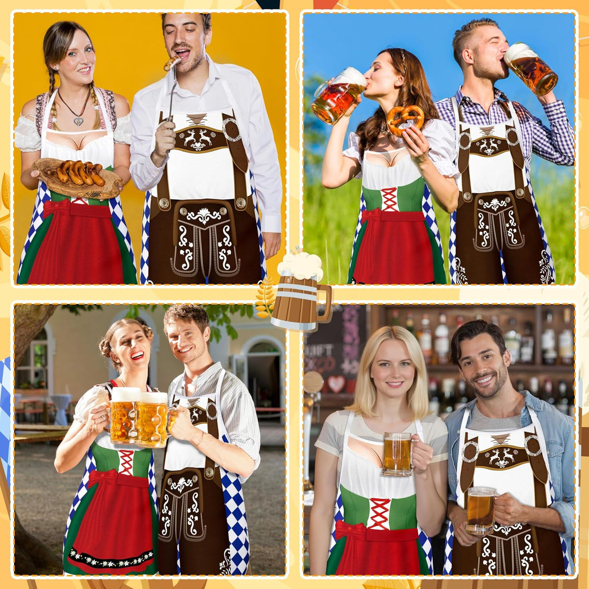 Oktoberfest Decorations Aprons: German Party Funny Apron for Couples Women Men Ladies, Green