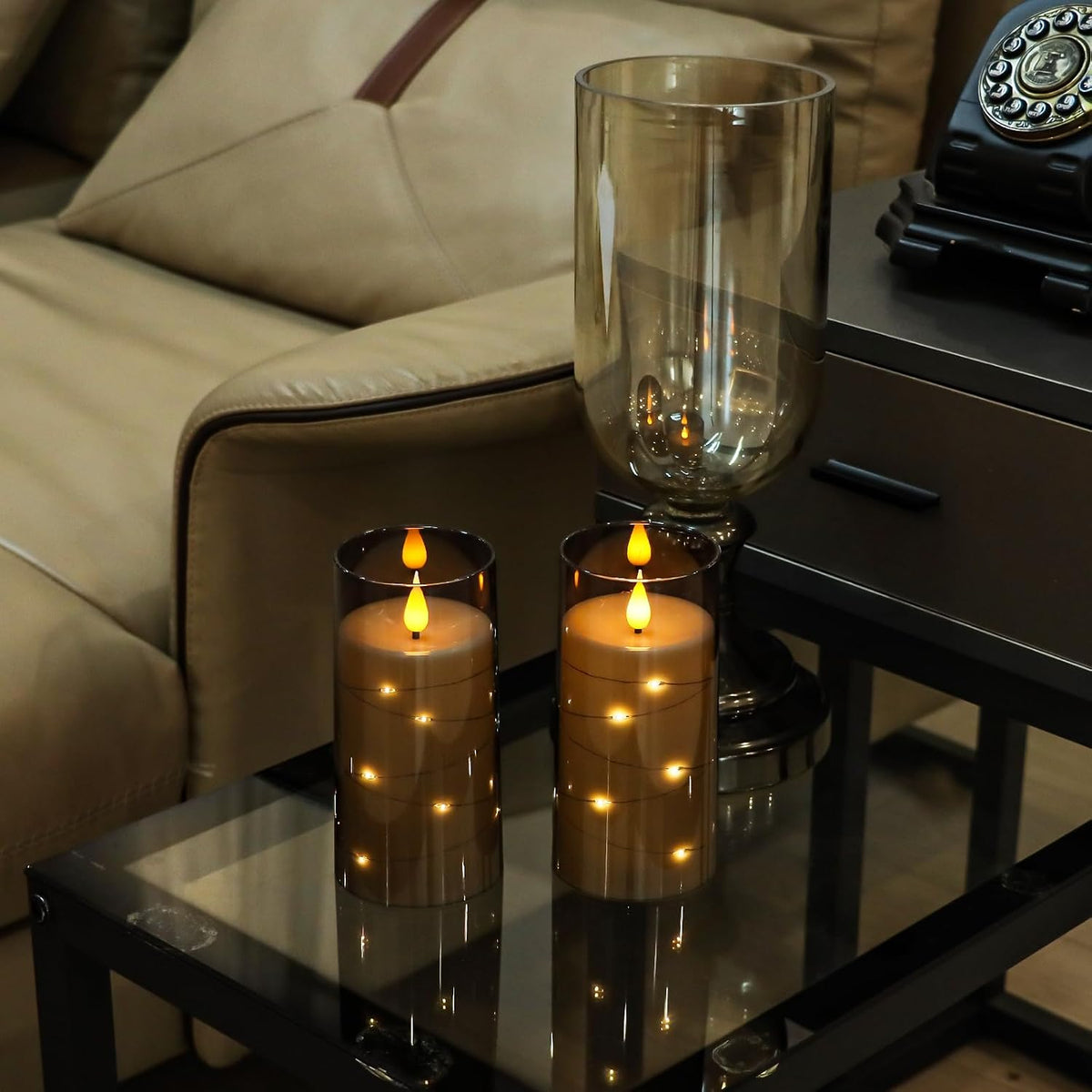 Flickering Flameless Candles Battery Operated Candles LED Candles with Remote Timer for Home/Wedding/Birthday/Holiday Decor ，Grey 3D Flame Set of 2 (D3 Xh6 6")
