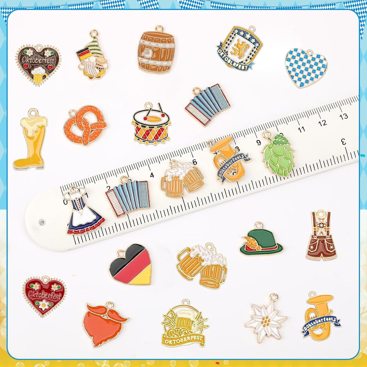 40Pcs/20 Pairs Oktoberfest Charms for Jewelry Making | Beer Theme Festival Charm, German Beer Mug Pretzel Dangle Charms, for Bracelet Necklace Earrings Making Accessories DIY Craft