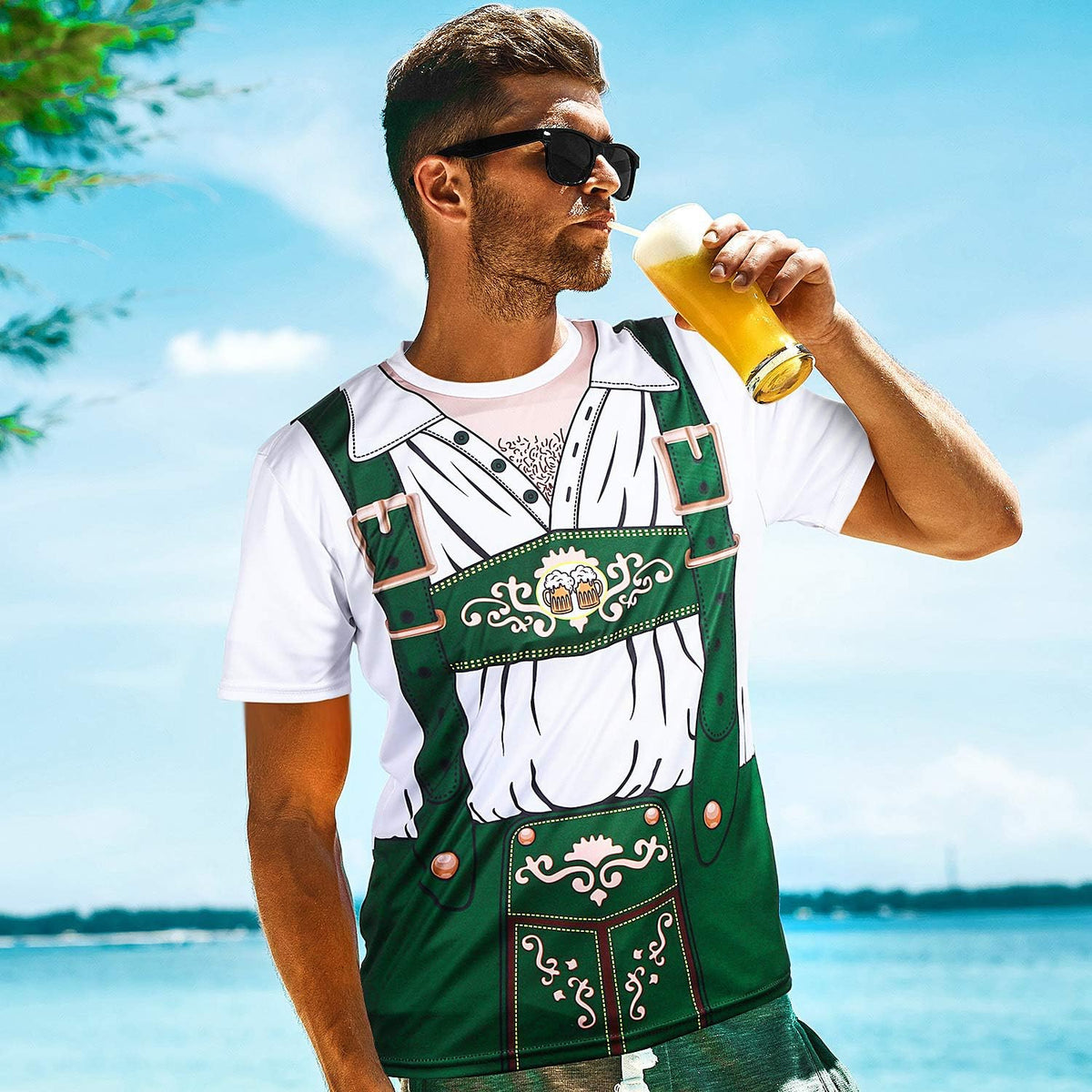 Oktoberfest Men 3D Short Sleeve T-Shirt for Bavarian Beer Festival Costume