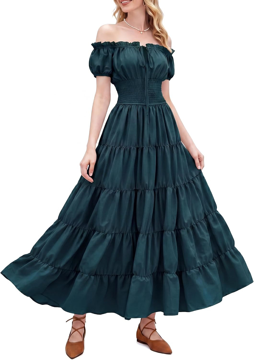 Renaissance Costume Women Dress: Medieval Costumes for Women Renaissance Dresses - Peasant Cottagecore Theme Party