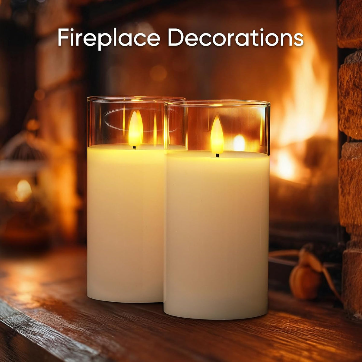 Clear Glass Flameless Candles, 3D Wick Real Wax LED Pillar Set of 2 | Remote Timer Control with Warm Flickering Glow, Pure White Led Pillar Candles Create Cozy Decor for Wedding, Christmas & Home