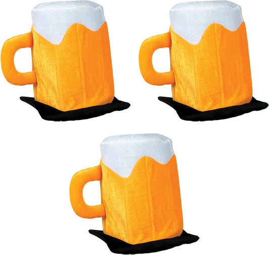 3 Piece Plush Fabric Beer Mug Hats for Oktoberfest Theme Happy St. Patrick'S Day Party Costume Accessories, Celebrating with You since 1900, Yellow/White/Black