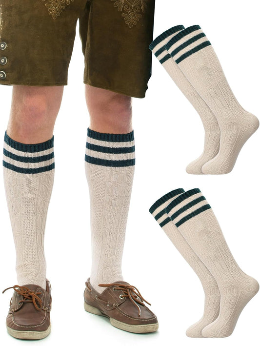 2 Pairs Lederhosen Socks German Oktoberfest Bavarian Lederhosen Socks for Men, Size 10-13