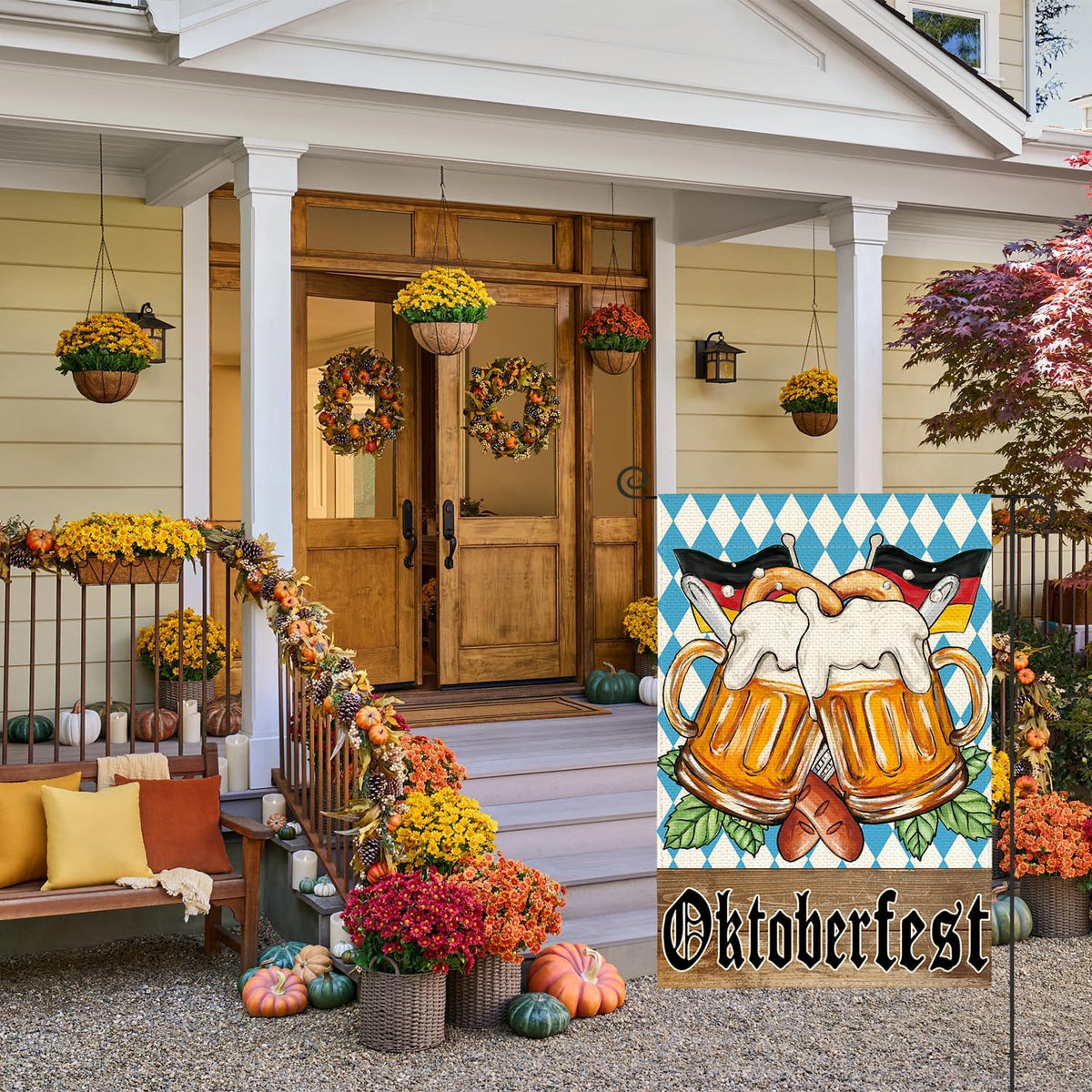 Oktoberfest Garden Flag 12X18 Inch Bavarian Decoration | Double Sided, Weather & Fade Resistant, Yard Outdoor Decor, 100% Polyester