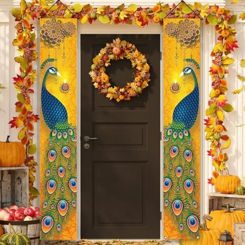Diwali Banner,Indian Deepavali Puja Decorations for Home Decor | Packing List:2 Pcs Banner; Size:12×71 Inches; Material:100% Polyester; Perfect for Hanging on Your House,Front Porch,Door;