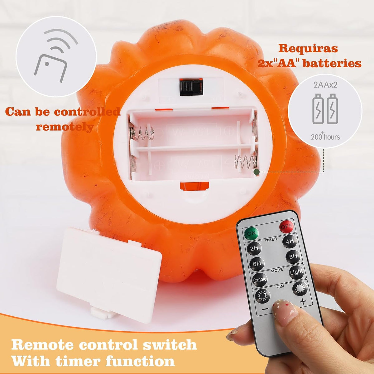 Fall Pumpkin Flameless Candles with Timer, Flickering LED Candles | Battery Operated Pumpkin Lights for Fall Table Decor, Home, Halloween and Thanksgiving