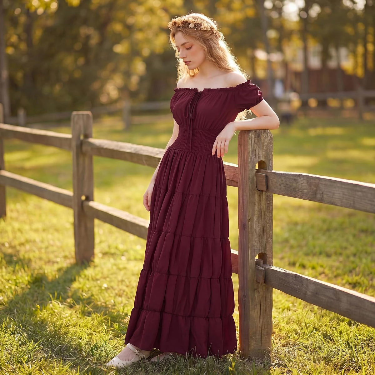 Renaissance Costume Women Dress: Medieval Costumes for Women Renaissance Dresses - Peasant Cottagecore Theme Party