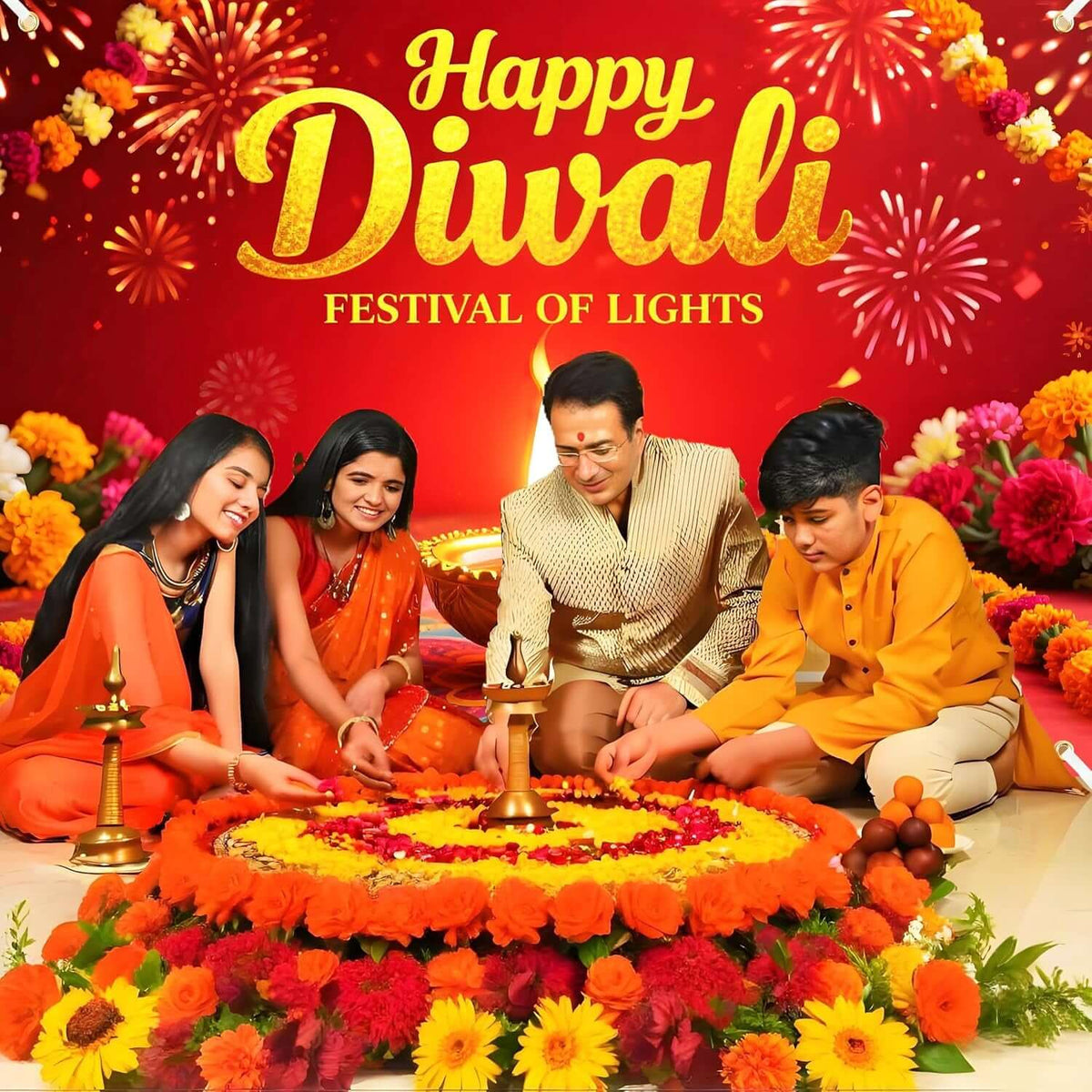 Diwali Backdrop Decorations 7X5Ft Happy Diwali Banner Deepavali Festival of Lights Diyas for Home Party Supplies Photography Background Indoor Outdoor With19.68Ft Ribbon