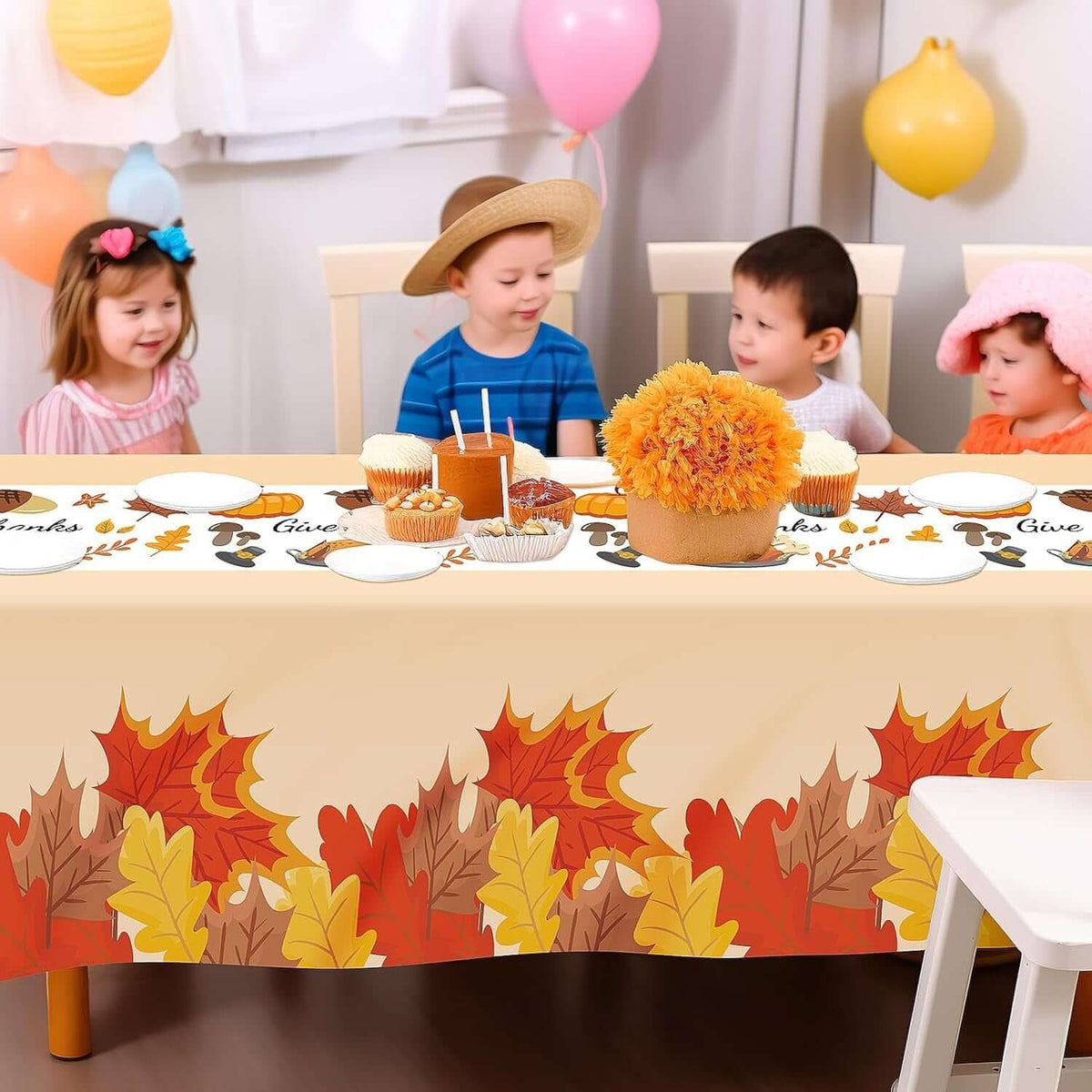 Thanksgiving Tablecloth, 3 Pack Disposable Plastic Tablecloth 54" X 108" Thanksgiving Decorations, Autumn Maple Leaf Party Table Cover, Fall Harvest Party Decor for Outside,Picnic,Home,Dinner