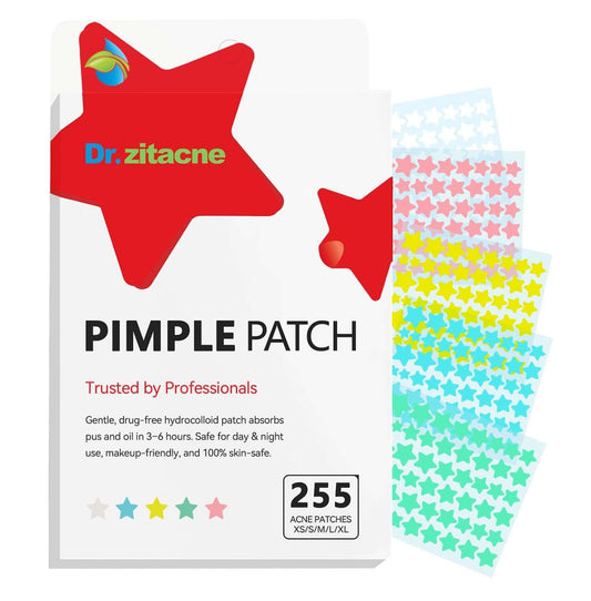 Pimple Patches for Face, Star Hydrocolloid Acne Patches Professional 255 Ct. 5 Colors & 5 Sizes(8/10/12/14/16Mm) Suit Various Blemish, Cute Spot Stickers Invisible Zit Absorbing, Tea Tree