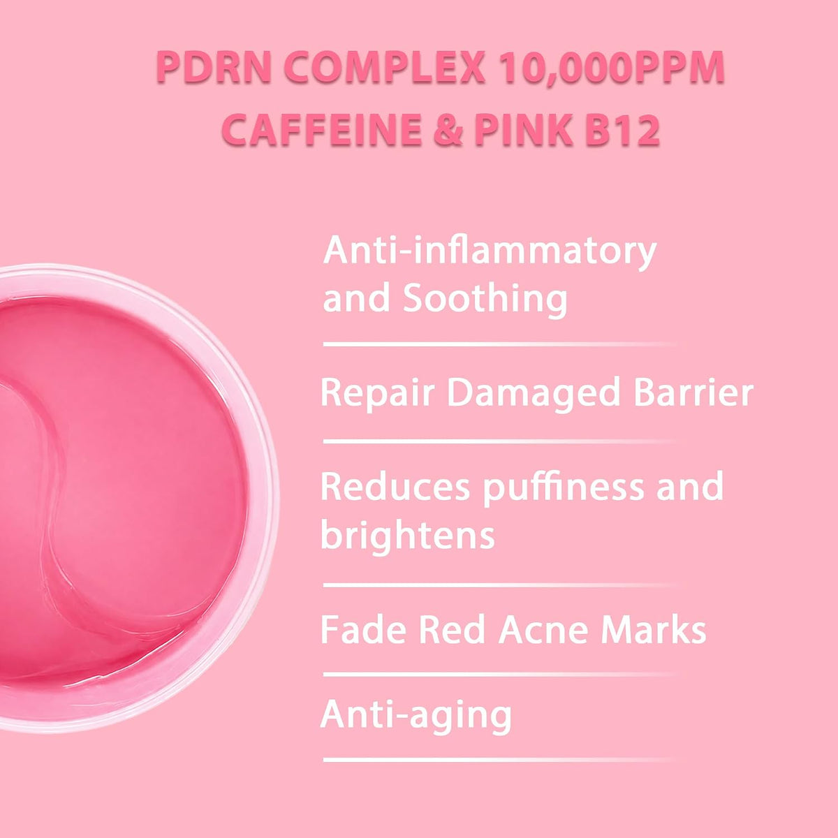 PDRN Collagen Multi Balm Stick & Eye Patches Set, Pink B12 & Caffeine under Eye Care, 0.32 Oz Balm + 60 Patches