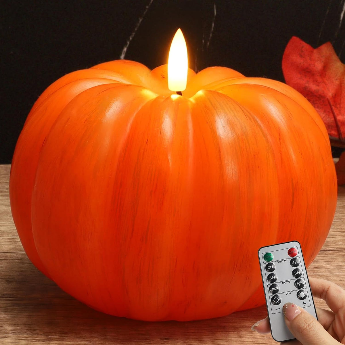 Fall Pumpkin Flameless Candles with Timer, Flickering LED Candles | Battery Operated Pumpkin Lights for Fall Table Decor, Home, Halloween and Thanksgiving