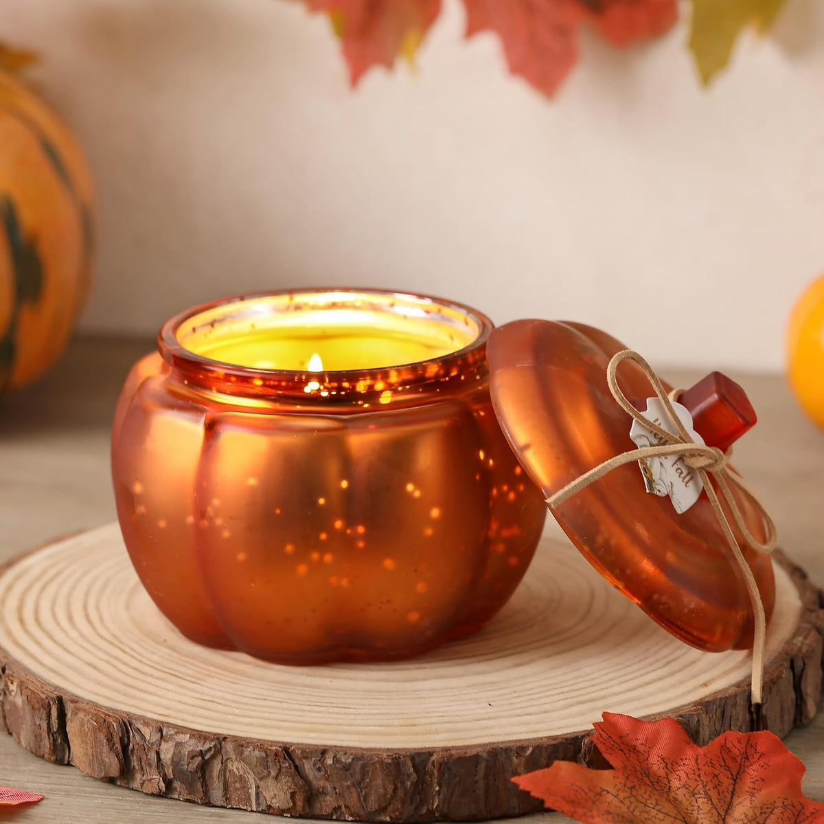 Fall Pumpkins Shaped Candle, Pumpkin Spice Scented Candle | Pumpkin Candles for Fall Table Centerpiece, Farmhouse Thanksgiving Candles for Autumn Home Decor