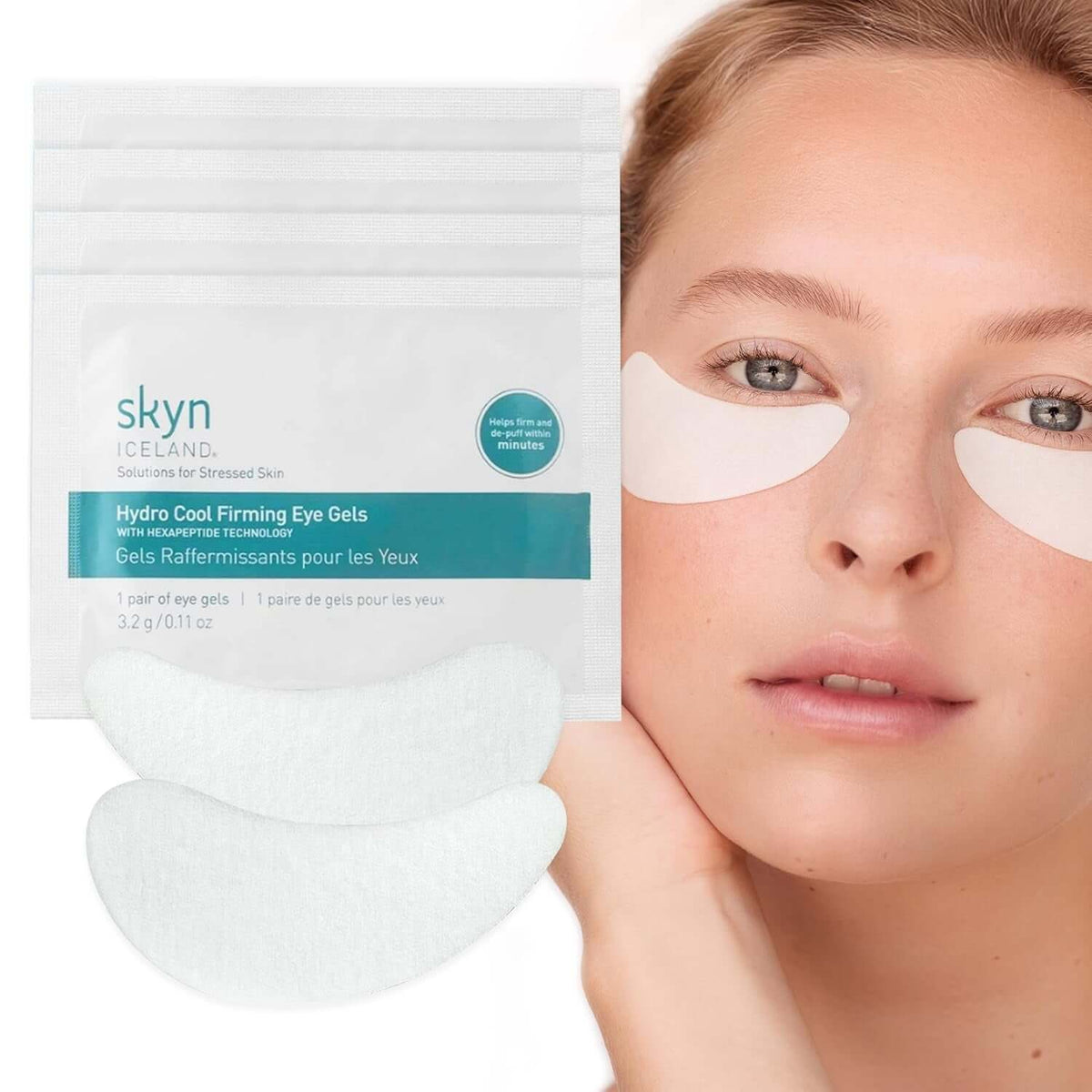 Hydro Cool Firming Eye Patches with Peptides and Coenzyme Q10 | 10-Minute No-Slip Eye Mask for Dark Circles, Puffy Eyes, under Eye Bags, Fine Lines & Wrinkles, Fragrance-Free