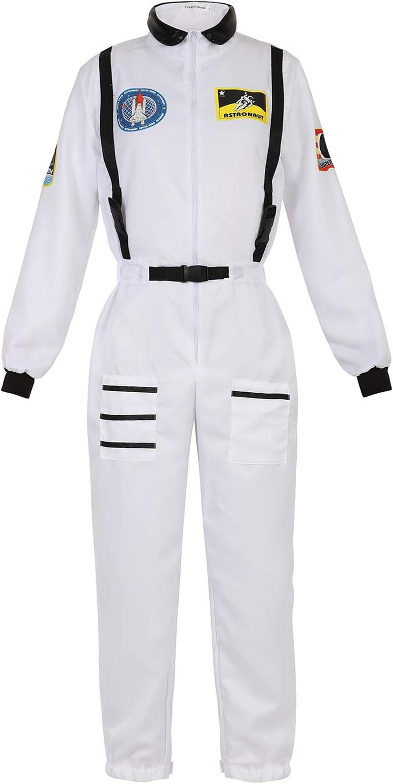 Women’S Astronaut Costume Jumpsuit, Adult Space Costume for Halloween Cosplay Theme Party Dress Up, XS-3XL