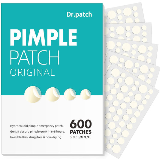 4 Size 600 Counts Pimple Patches, Acne Patches for Face | Hydrocolloid Patches for Covering Zits and Blemishes, Spot Stickers with Salicylic Acid, Tea Tree Oil & Calendula Oil