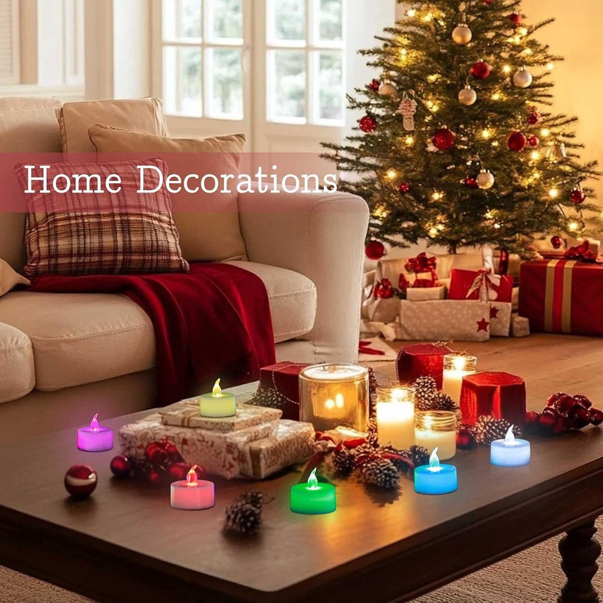 24 Pack LED Tea Lights Candles, 7 Color Changing Flameless Candles (Multi-Color -24Pcs)