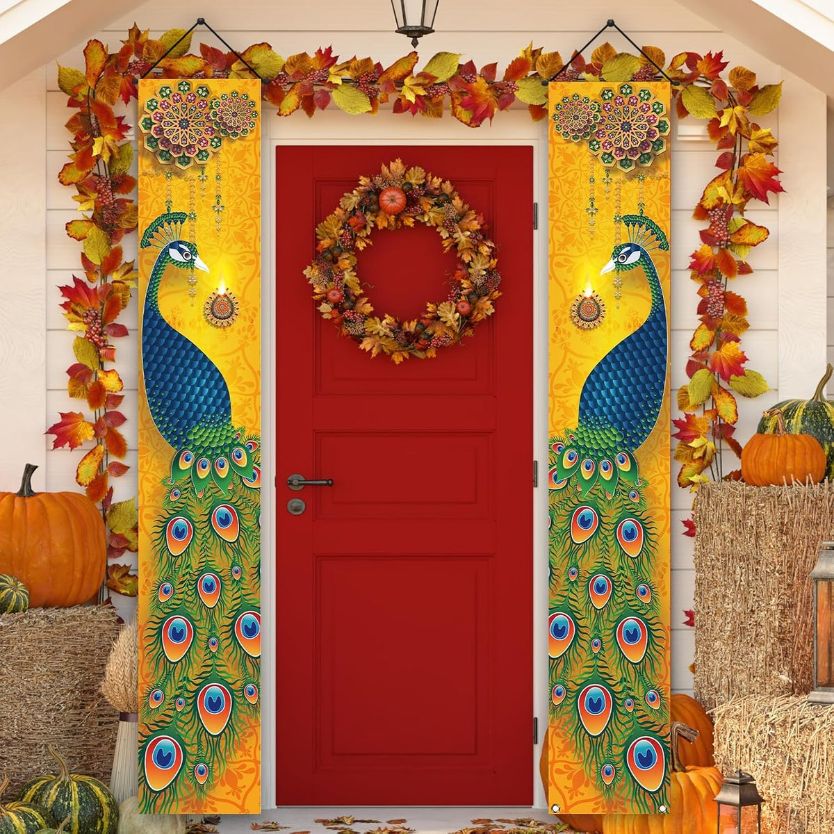 Diwali Banner,Indian Deepavali Puja Decorations for Home Decor | Packing List:2 Pcs Banner; Size:12×71 Inches; Material:100% Polyester; Perfect for Hanging on Your House,Front Porch,Door;