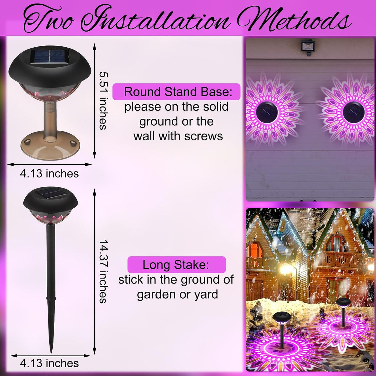 4 Pack Diwali Lotus Decoration Solar Pathway Lights Led Waterproof Lotus Lights Diwali Projector Lamp Outdoor for Garden Yard Patio Decor Indian Temples Pooja Gifts
