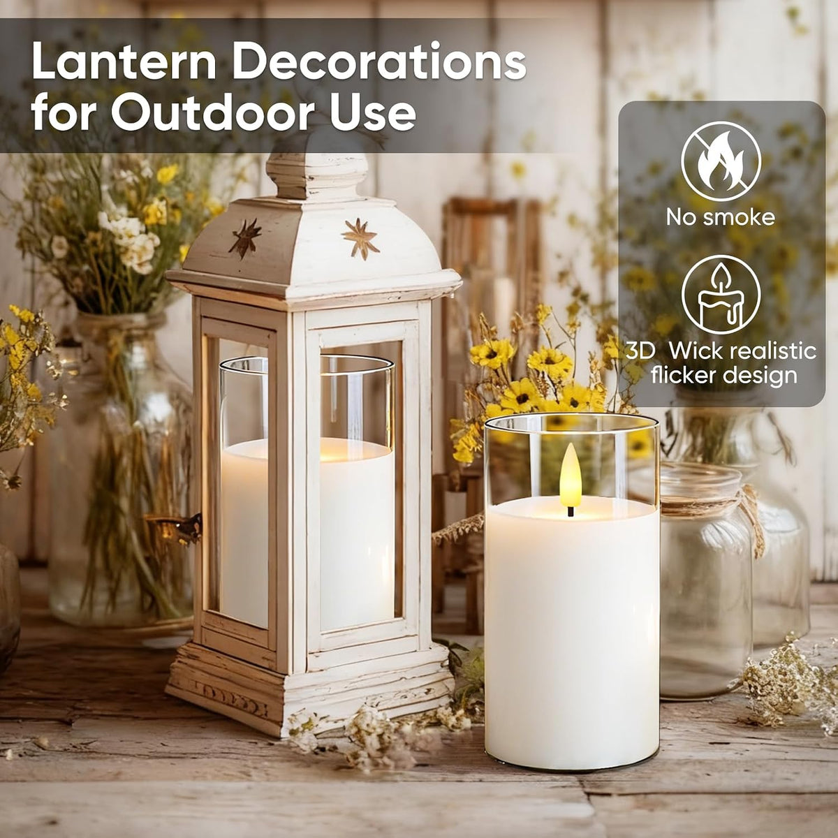 Clear Glass Flameless Candles, 3D Wick Real Wax LED Pillar Set of 2 | Remote Timer Control with Warm Flickering Glow, Pure White Led Pillar Candles Create Cozy Decor for Wedding, Christmas & Home