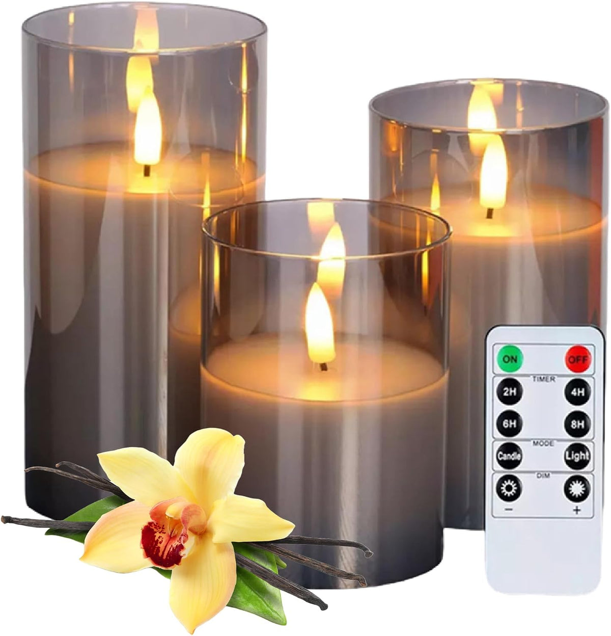 Linyang Flameless Flickering LED Scented Candles | Flameless Scented Real Wax Glass Remote
