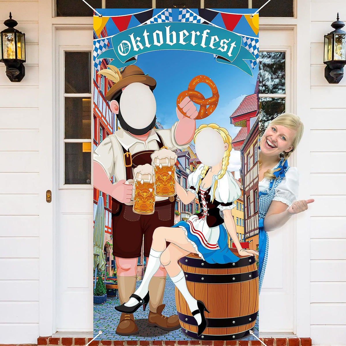 Oktoberfest Decorations Party Photo Prop Backdrop Banner Large Photo Door Banner for Octoberfest German Themed Party Decorations Couple Photo Booth Background Women 6 X 3 Ft