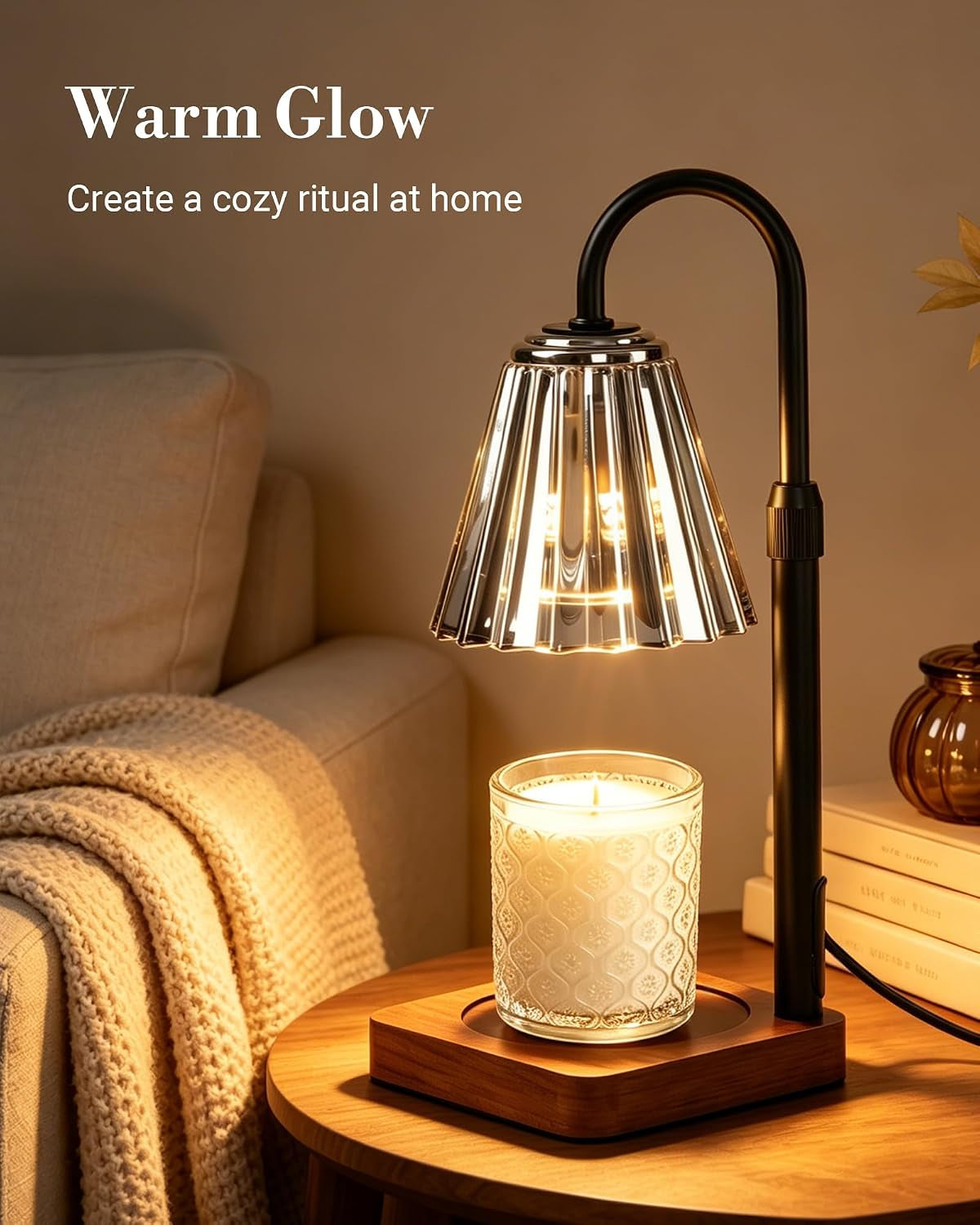 Vintage Candle Warmer Lamp with Timer Dimmer, Adjustable Height | Vintage Farmhouse Style with 2 Bulbs, Adjustable Height, Timer and Dimmer for Flameless Fragrance in Bedroom or Home Gifts