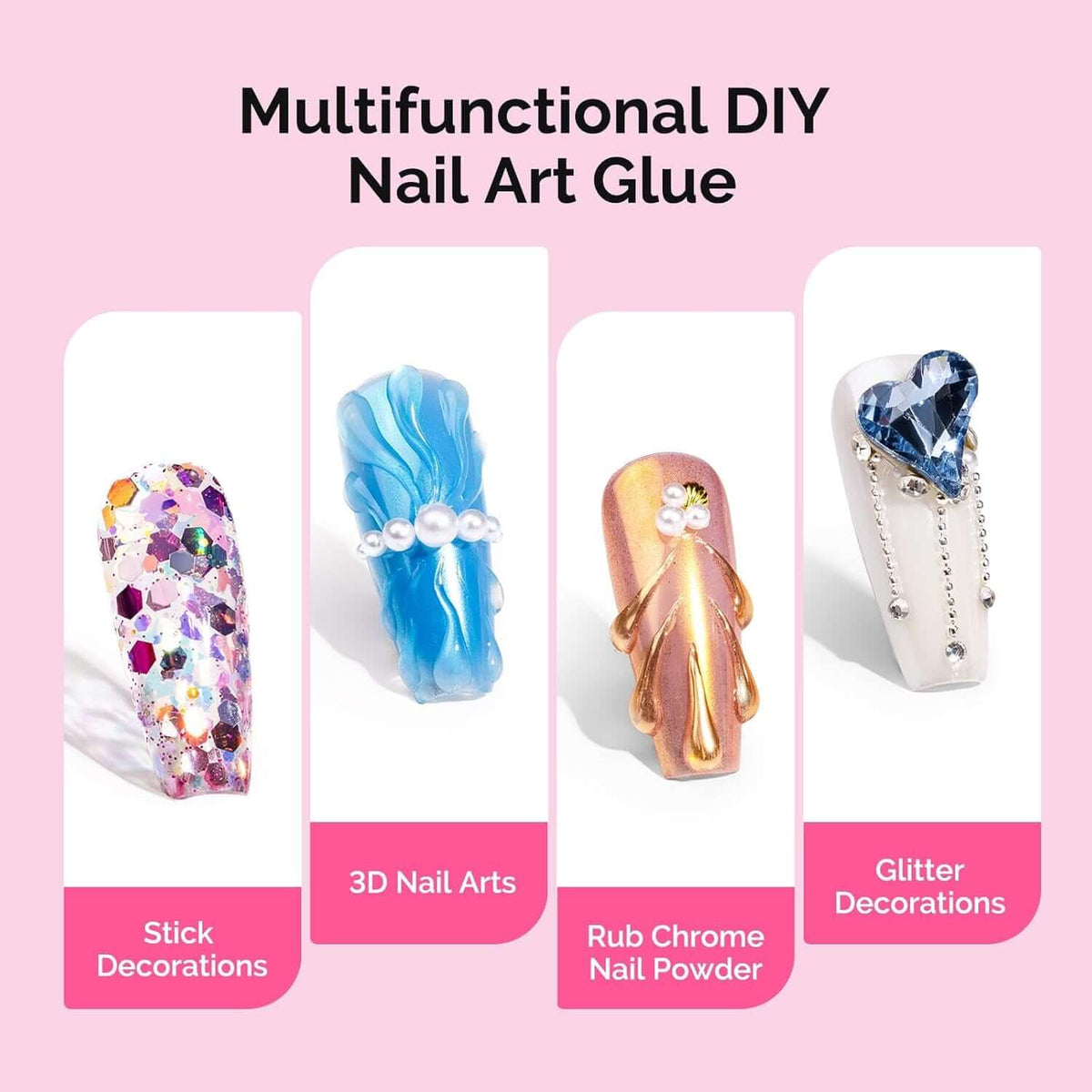 Nail Rhinestone Glue Set, Precision Gap Filling Gel with Brush for Gems,15G+8Ml