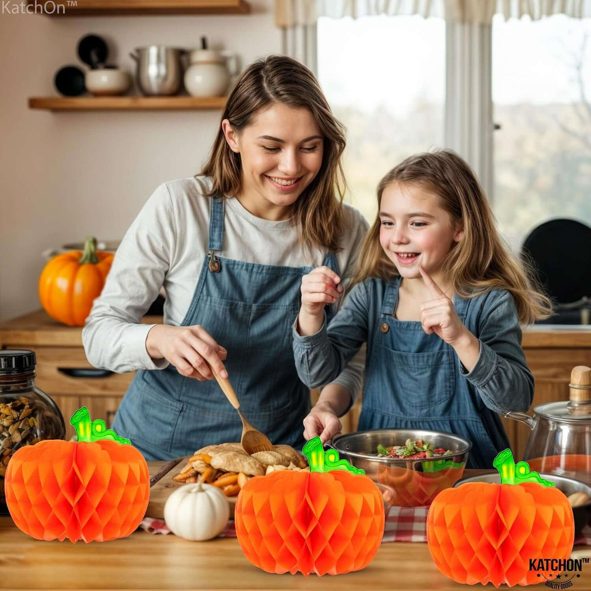Pumpkin Table Centerpieces 10 Inch, Pack of 6 | Honeycomb Paper Pumpkins for Thanksgiving Decorations for Table, Paper Pumpkins Party Decorations