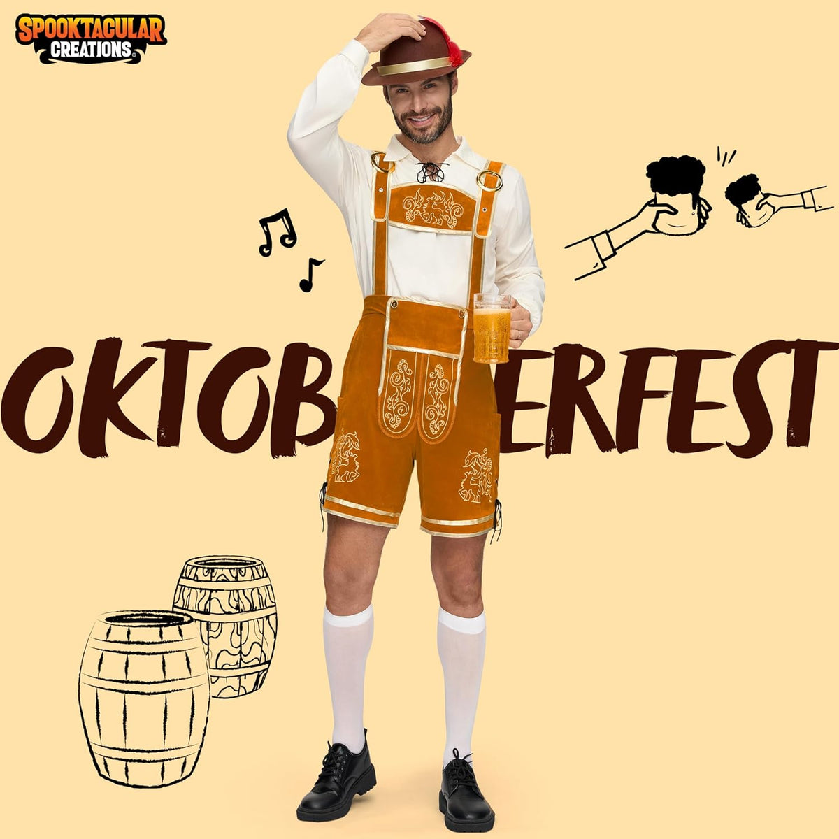 Men’S German Bavarian Oktoberfest Costume Set, Beer Costume Hat for Adults Halloween and Beer Festival