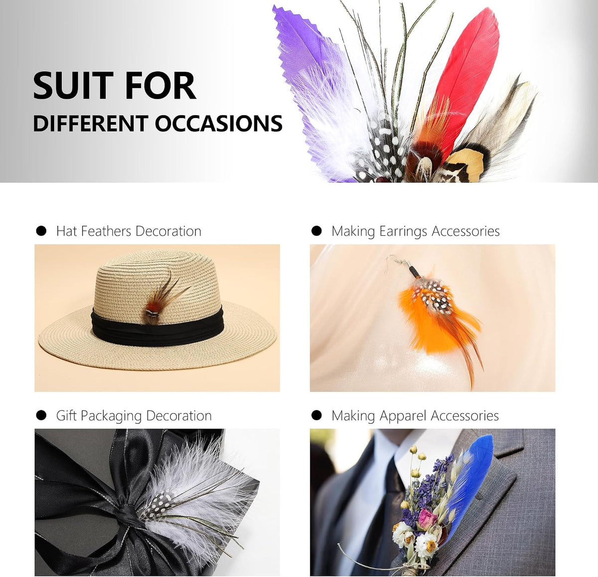 Hat Feathers 30 Styles Natural Assorted Feathers for Fedora Hats Accessories DIY Craft,Western Cowboy Hats,Christmas Party Hats,Oktoberfest Hats